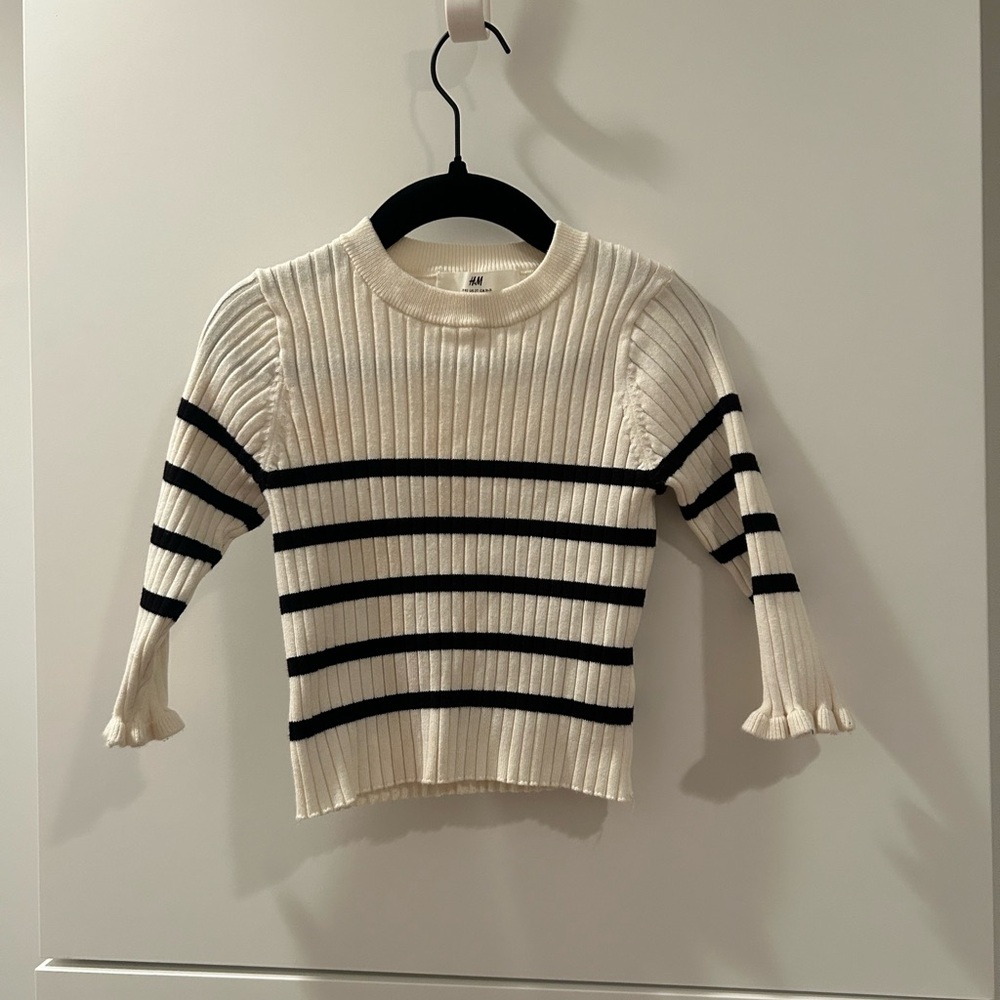 H&M Cream and Black Striped Sweater